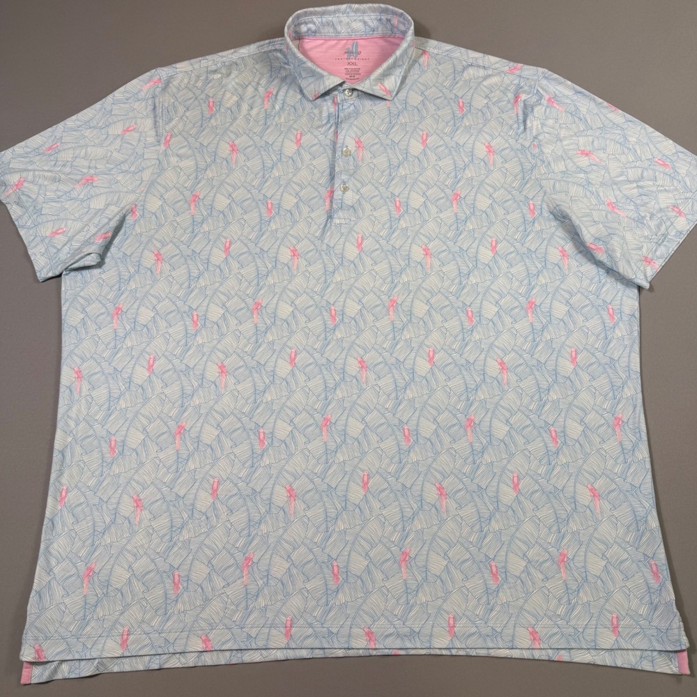 Johnnie-O Featherweight Polo Shirt Mens XXL Blue Pink Tropical Golf JMPO7650
